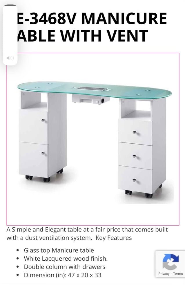Custom Black Manicure Table - Professional Salon Nail Desk with Adjustable Height & Storage - Perfect for Home & Salon Use