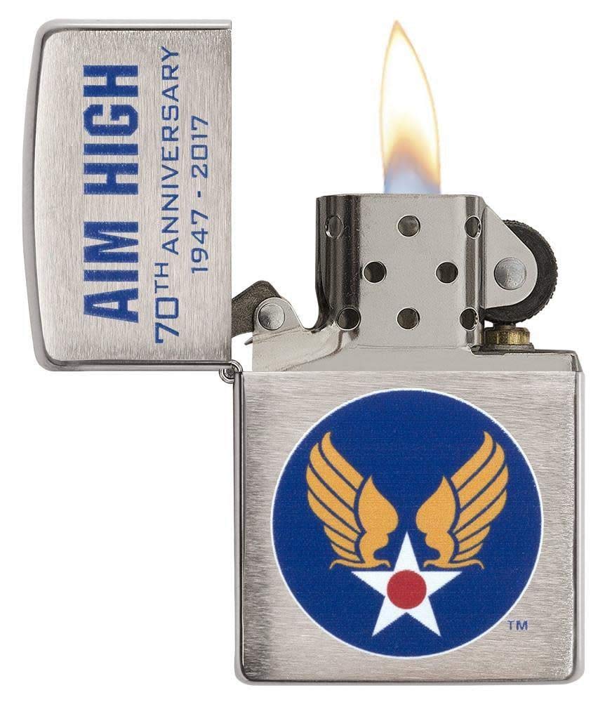 Zippo Air Force Lighters - Windproof Refillable Lighter for Outdoor Adventures, Camping, Hiking & Survival Gear | Military Style Collectible Gift