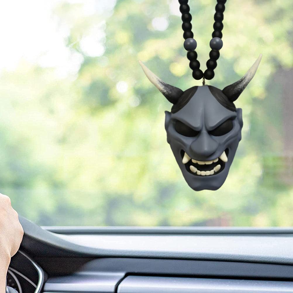 Japanese Samurai Helmet Oni Car Hanging Pendant - Unique Rear View Mirror Charm for Car Decor, Fashion Auto Accessories | Perfect for Car Enthusiasts, Anime Fans & Japanese Culture Lovers