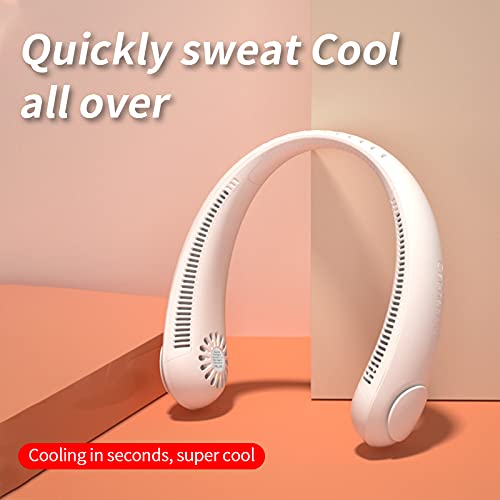 Firstone Bladeless Neck Fan - Portable Hands-Free Personal Cooling Fan with 2400mAh Battery, USB Rechargeable, 3 Speed Settings, Lightweight Headphone Design for Home, Office, Travel & Outdoor Activities (White) - Stay Cool While Working, Exercising or Commuting