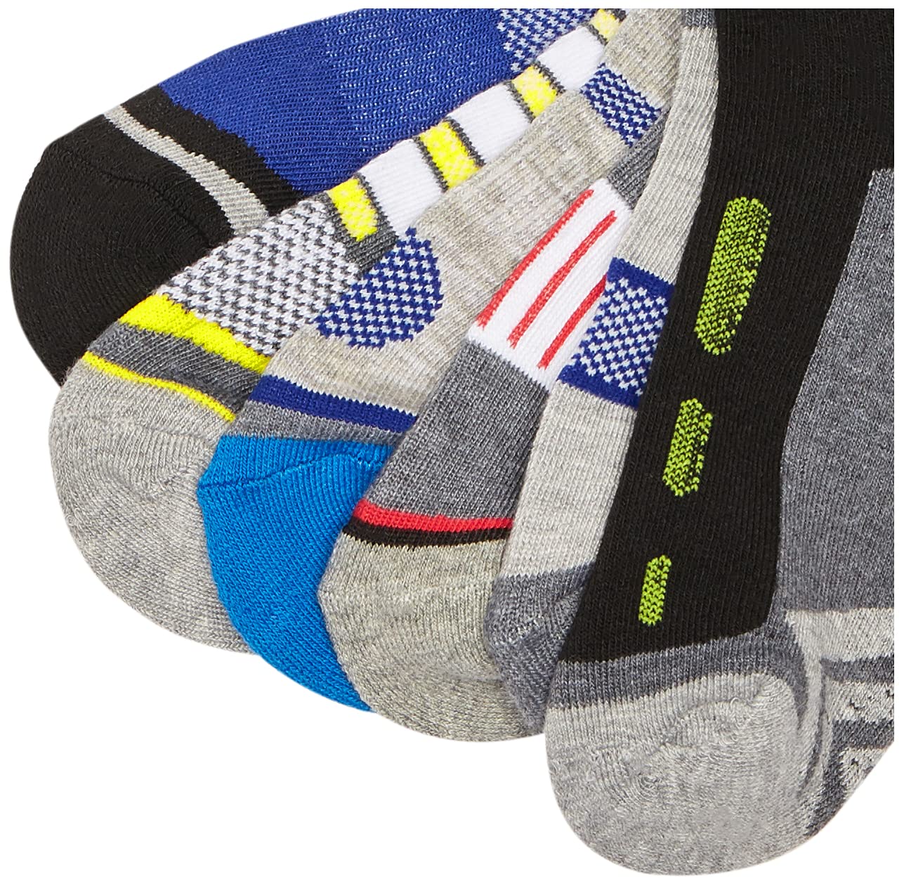 Jefferies Boys' Tech Sport Quarter Socks - 6 Pair Pack - Moisture Wicking Athletic Socks for Running, Basketball & Soccer - Kids' Performance Socks for Sports & Everyday Wear