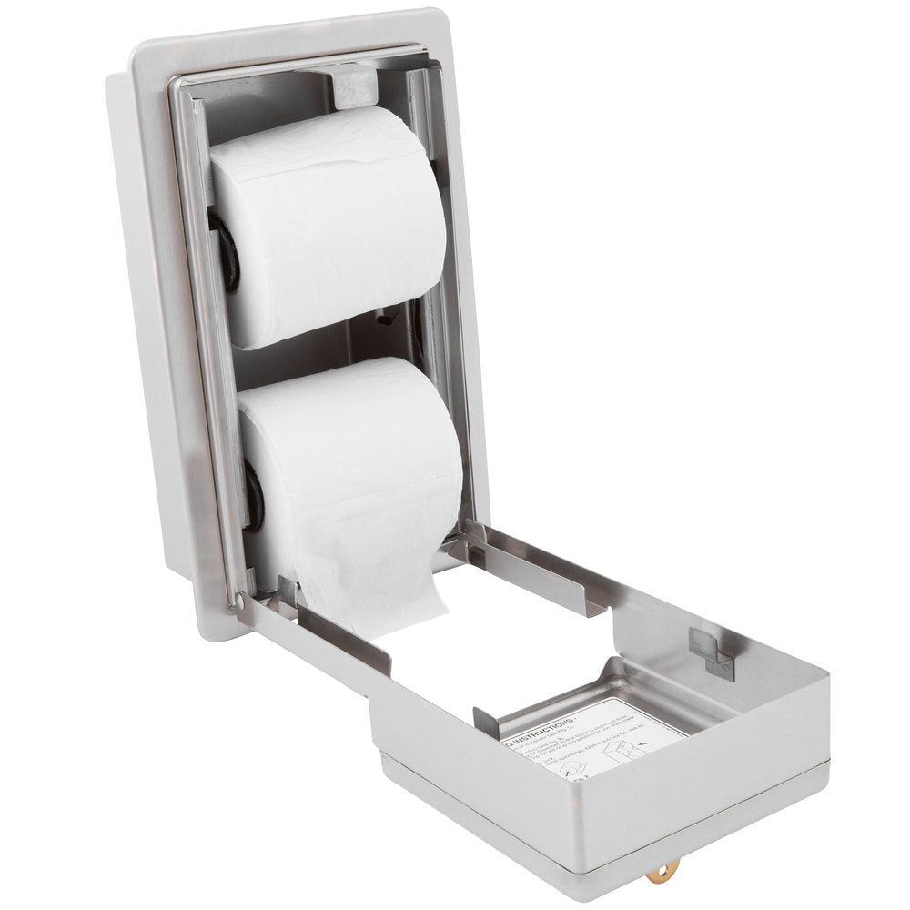 Bobrick B3888 ClassicSeries Recessed Toilet Paper Dispenser - Multi Roll, Satin Finish for Commercial & Public Restrooms