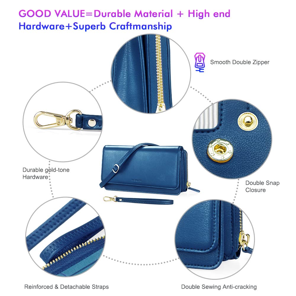 Nuoku Women's Crossbody Bag with Detachable RFID Blocking Wallet & Credit Card Holder - 2 Sizes Included | Perfect for Travel, Shopping & Everyday Use