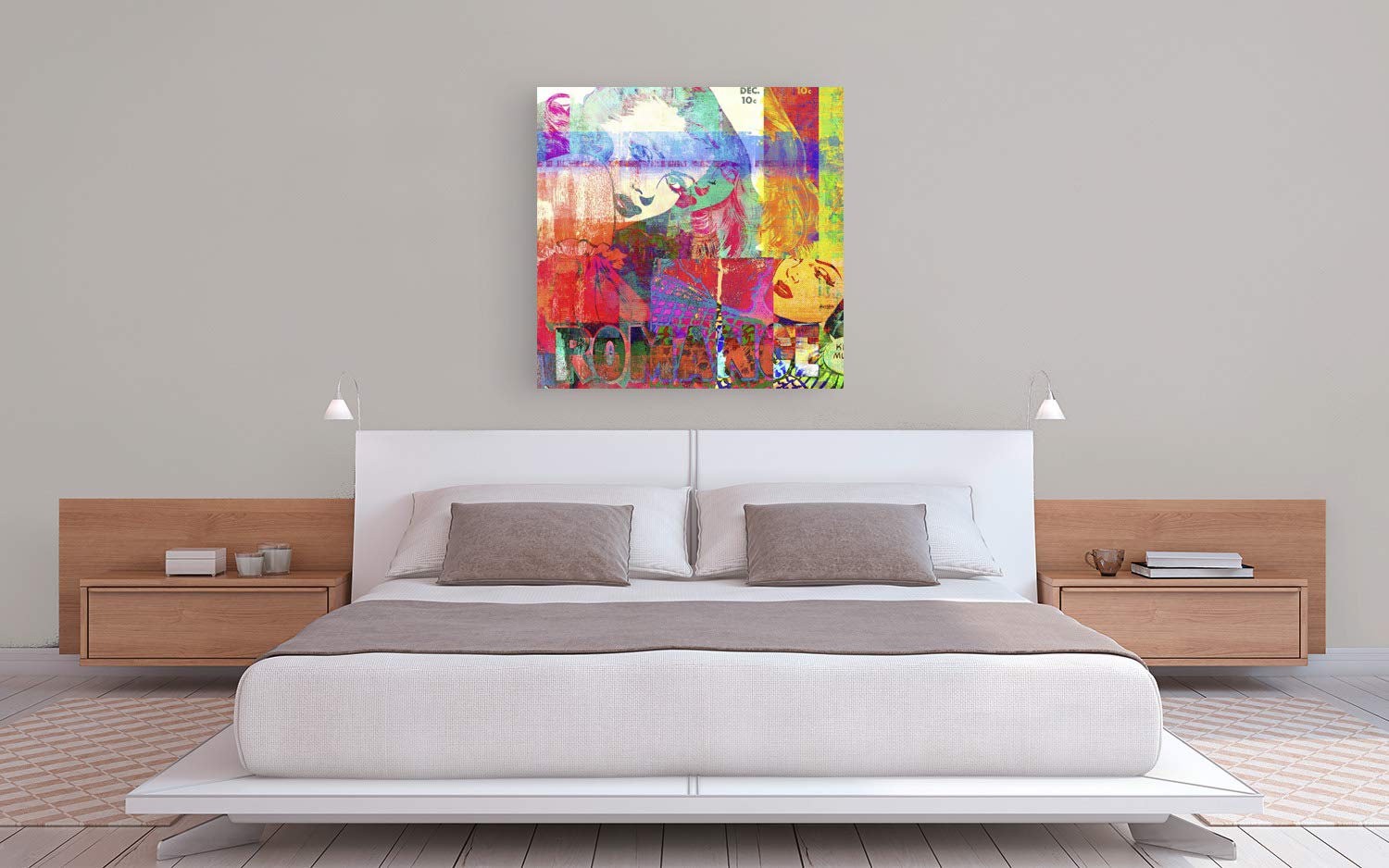 Eric Chestier True Romance Modern Pop Art Canvas Print - 90x90 cm Wall Decor for Living Room, Bedroom & Office - Vibrant Artwork for Home & Gifts