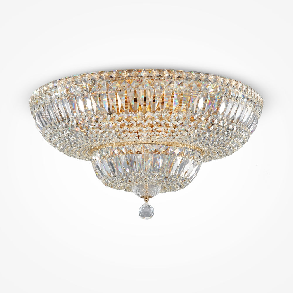 Basfor Crystal Ceiling Light Fixture - 16/12 LED Chandelier with Modern Design for Living Room, Bedroom & Dining Room - Energy Efficient Lighting Solution for Home Decor