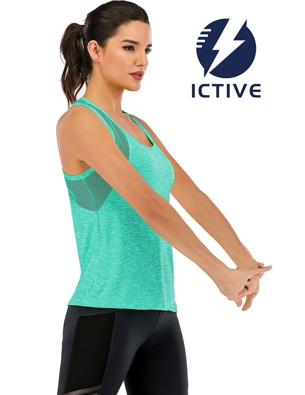 Fihapyli Active Workout Tank Tops for Women - Breathable Mesh Racerback Yoga Tops, Loose Fit Open Back Muscle Tank - Perfect for Gym, Running & Yoga