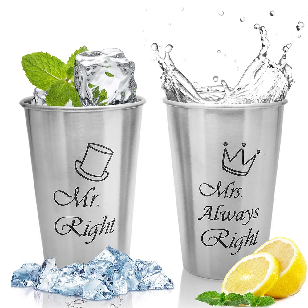 MCleanPin Mr Right & Mrs Always Right Ceramic Couple Mugs Set - Vintage Style Coffee Cups for Anniversary Gifts, Valentine's Day Presents & Romantic Couple Use at Home
