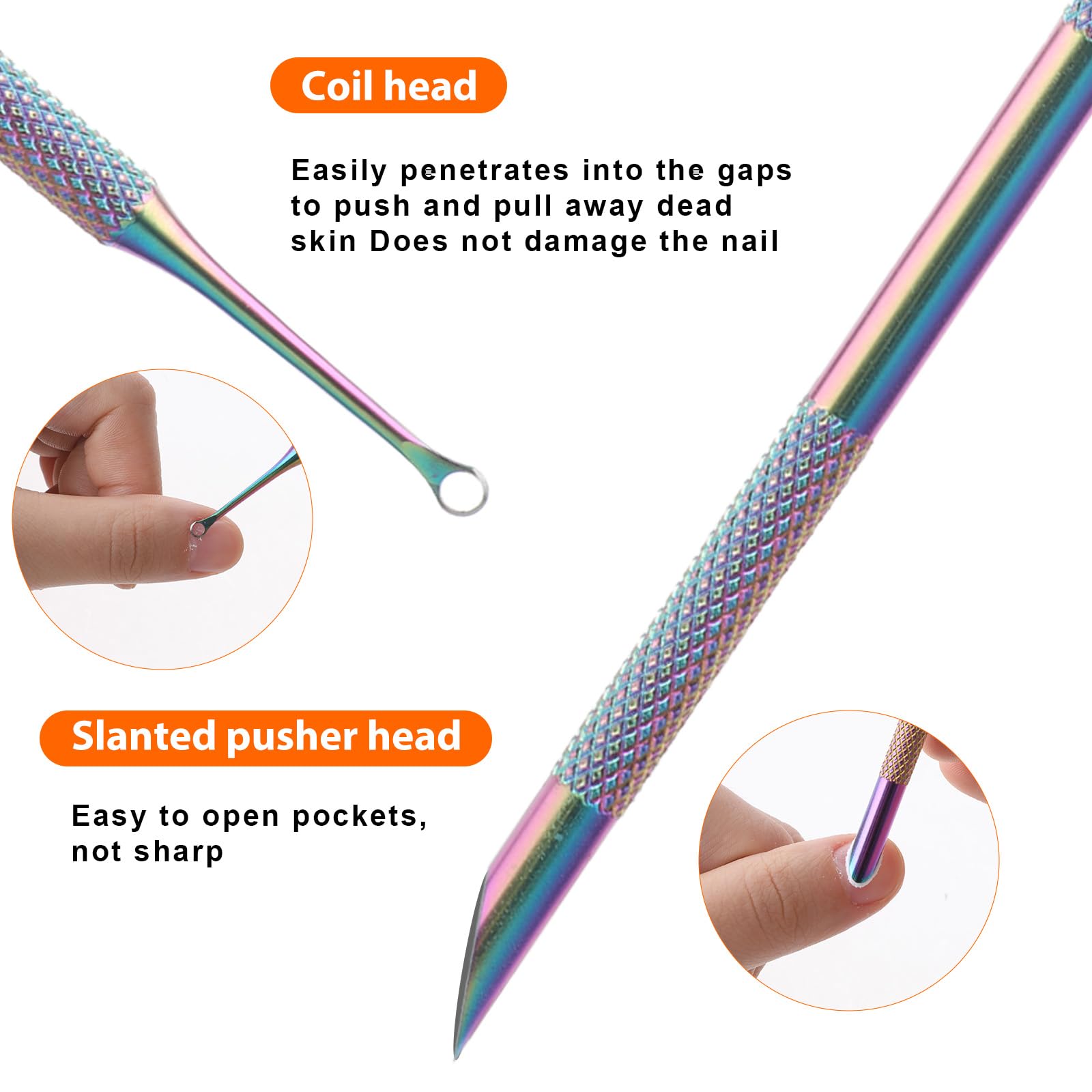 Dual Ended Cuticle Pusher & Nail Care Kit with 5 Sand Polishing Tablets - Professional Manicure Pedicure Tools for Nail Art & At-Home Salon Treatments - Perfect for DIY Nail Care, Salon Professionals & Gift Giving