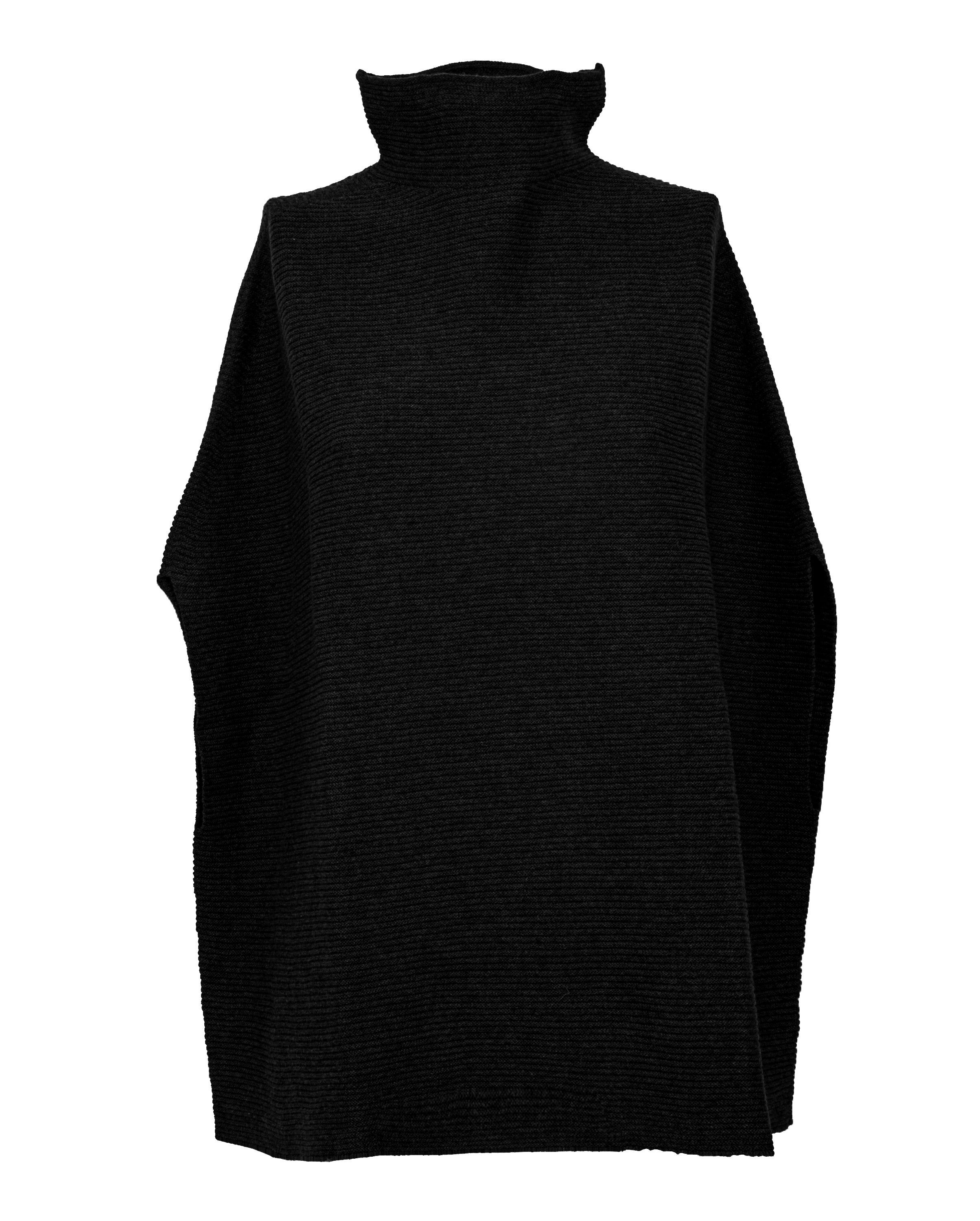 Luxury Women's Pure Cashmere Funnel Neck Poncho - Soft Winter Shawl Wrap, Warm & Cozy Black Cashmere Cape for Fall & Winter Fashion, Perfect for Office, Travel & Outdoor Activities
