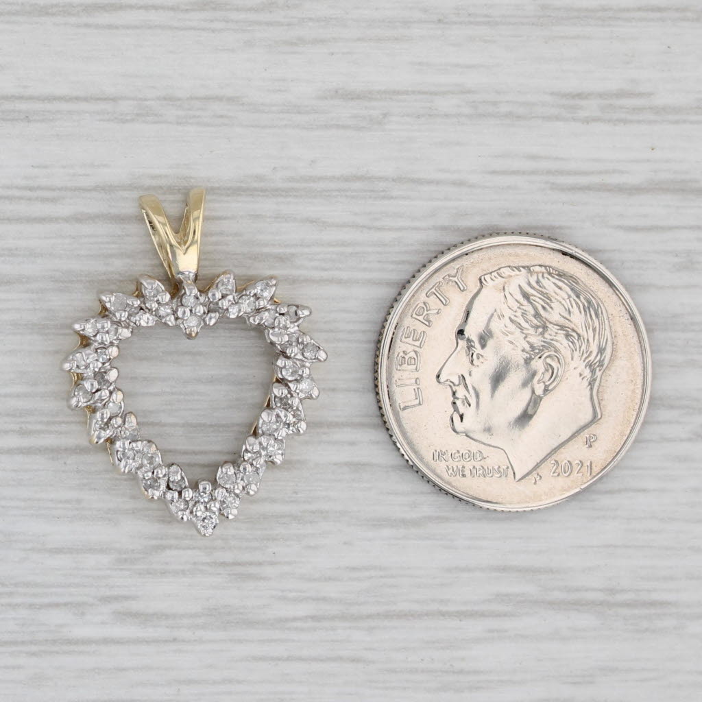 0.25ctw Diamond Open Heart Pendant Necklace - 10k Yellow Gold Small Drop Charm for Women - Perfect Gift for Valentine's Day, Anniversary & Everyday Elegance
