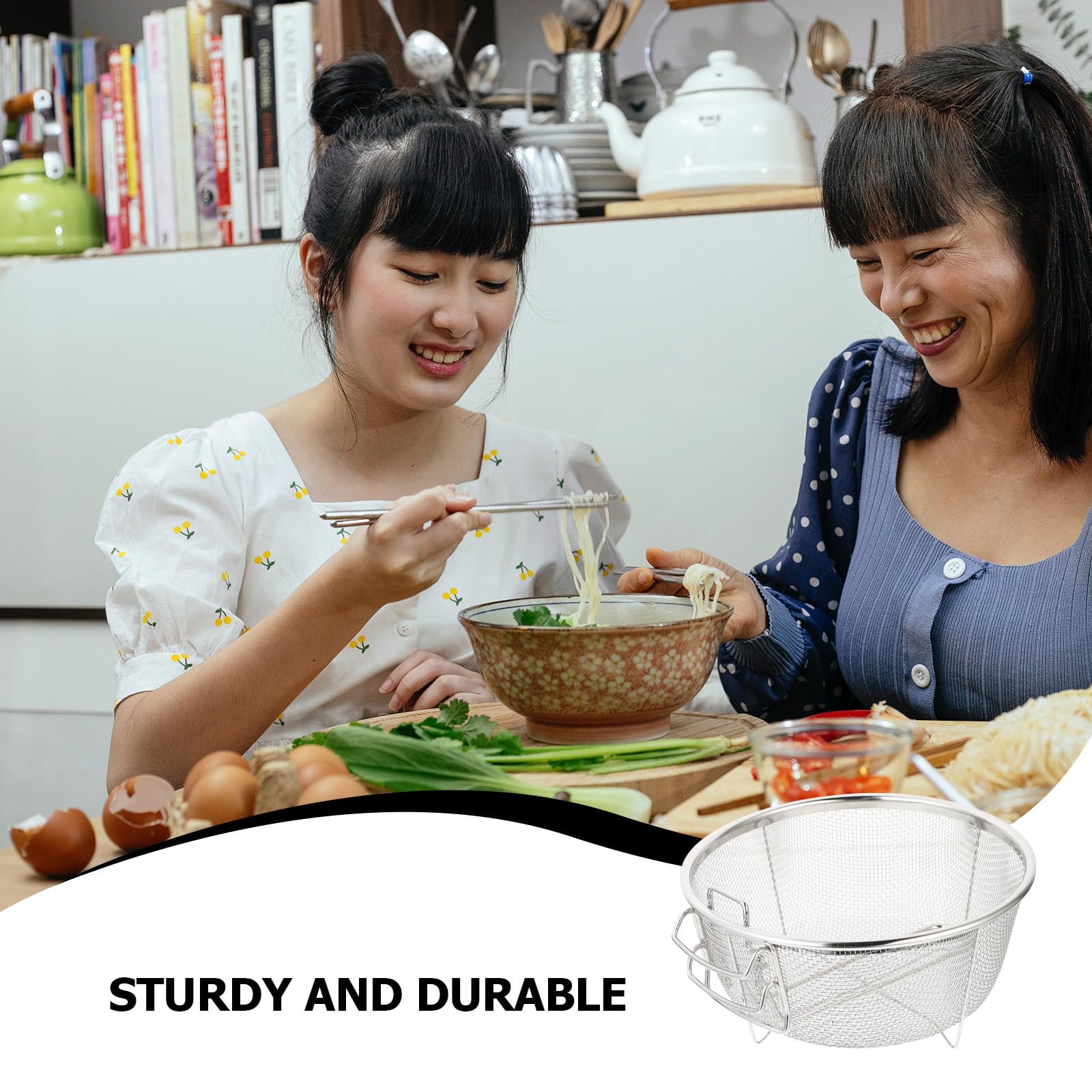 Stainless Steel Round Wire Fry Basket - Heavy Duty Mesh Skimmer Strainer for French Fries, Chicken, and More | Perfect for Deep Frying, Dish Draining & Kitchen Use