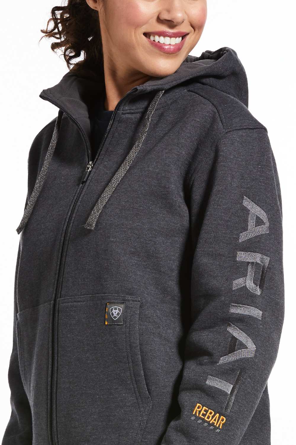 Ariat Rebar Women's All Weather Full Zip Hoodie Jacket - Waterproof Windproof Fleece Lined for Outdoor Work & Hiking