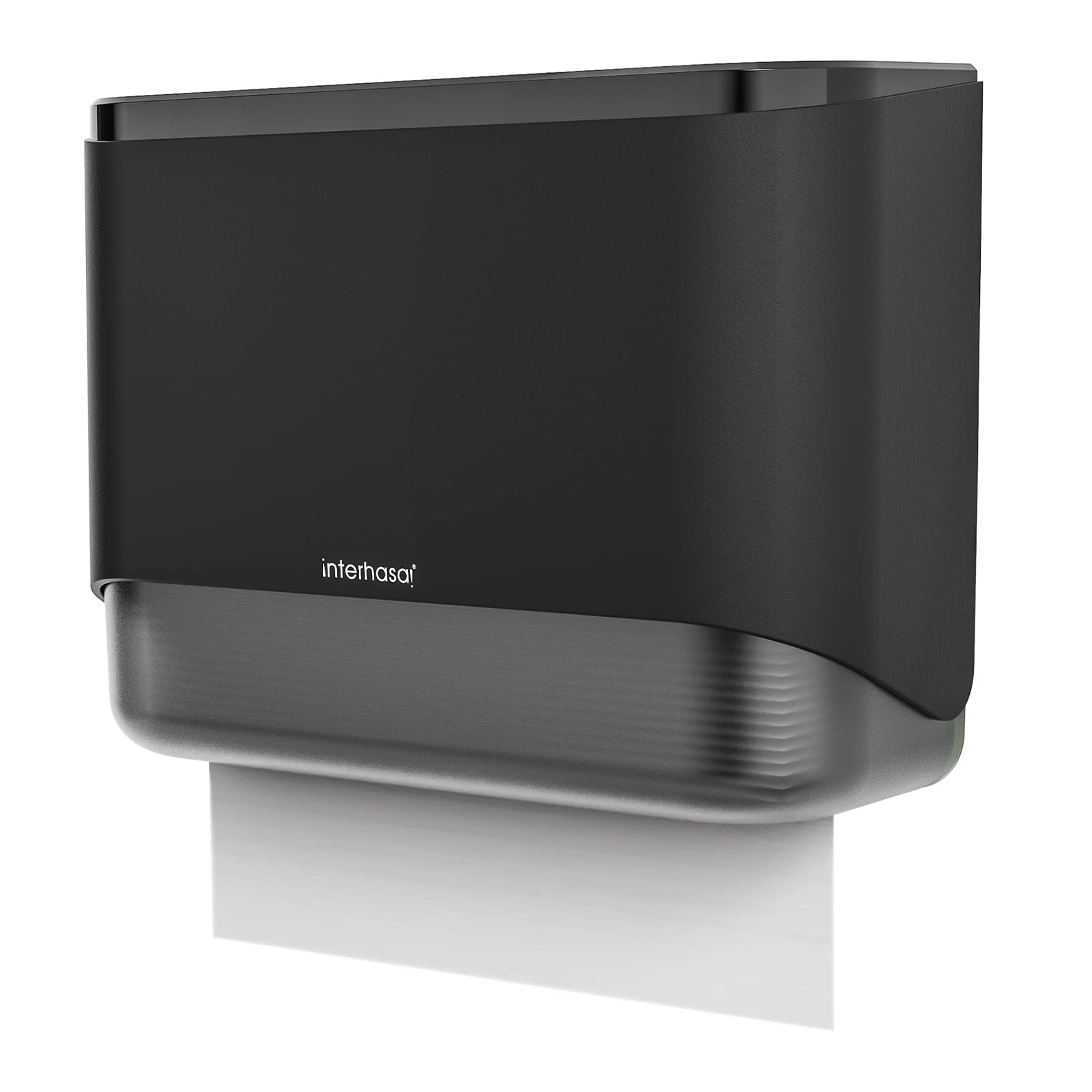 Interhasa! No-Drill Adhesive Wall Mount Paper Towel Dispenser for Multifold/Trifold/C-Fold Towels - Commercial Bathroom & Kitchen Use (Black, IT6012)
