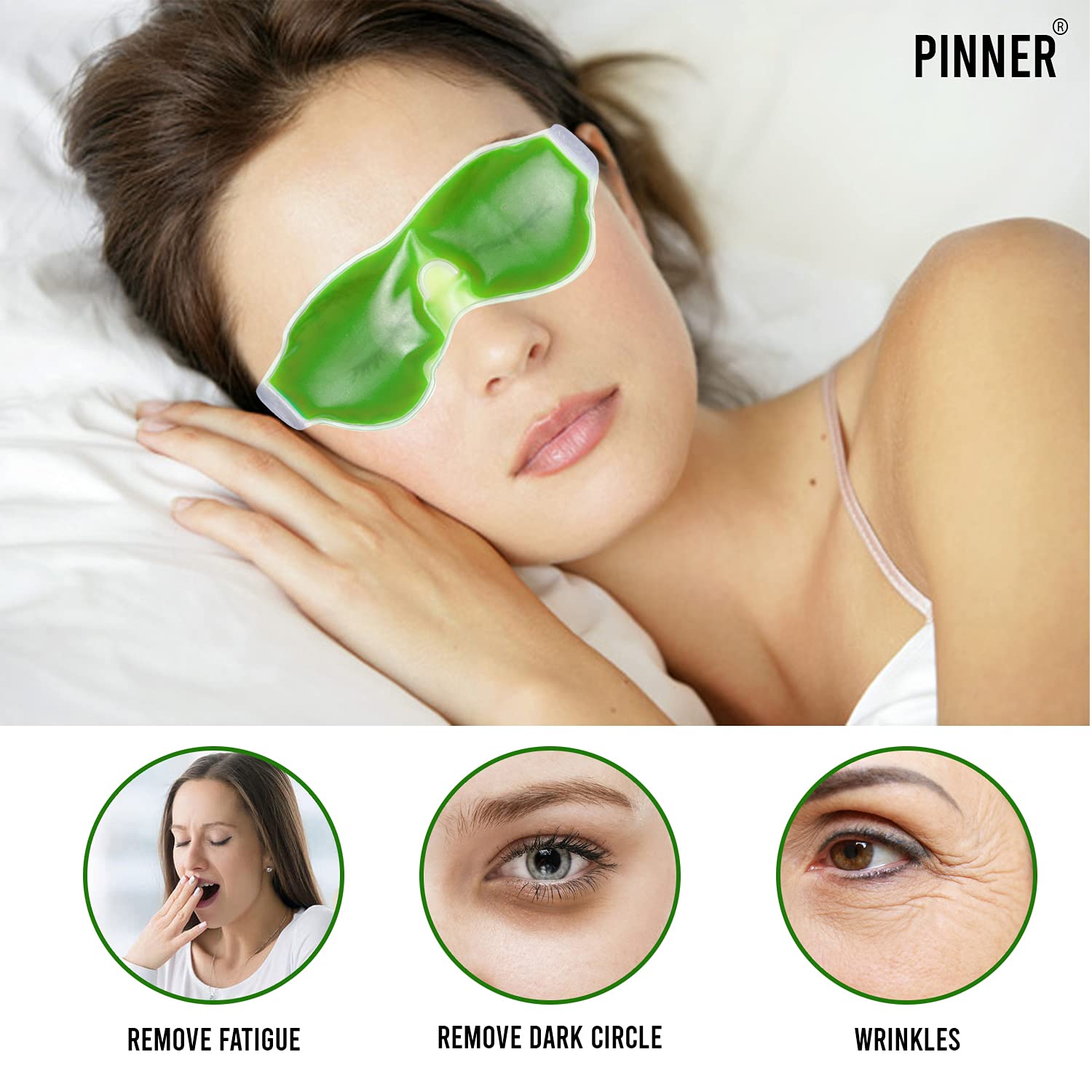 Cooling Gel Face Mask & Eye Mask for Puffy Eyes & Skin Relief | Soothing Therapy for Sunburn, Stress & Sleep | PINNER Skincare