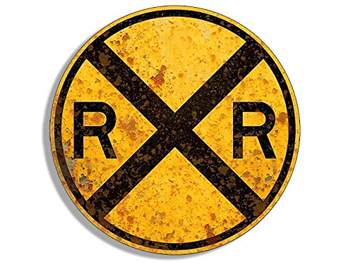 Vintage Round Railroad Crossing Sticker - Train Cross Sign Vinyl Decal for Cars, Laptops, Windows (3 Inch) - Perfect for Car Decoration, Laptop Customization, and DIY Projects