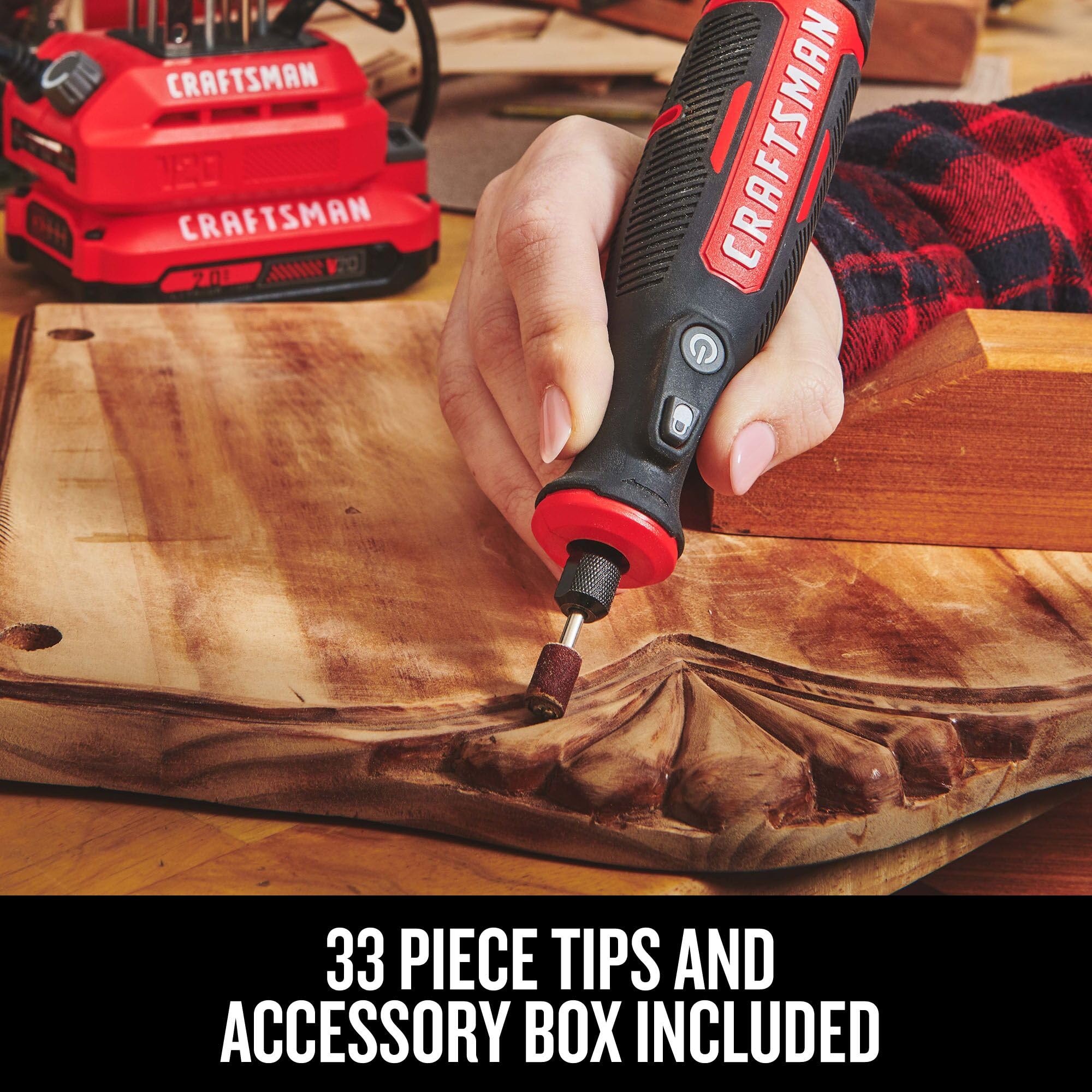 CRAFTSMAN V20 Cordless Rotary Tool Kit (CMCE030B) - High-Power DIY Tool for Woodworking, Metal Engraving & Home Repairs | Perfect for Crafting, Polishing & Cutting Projects