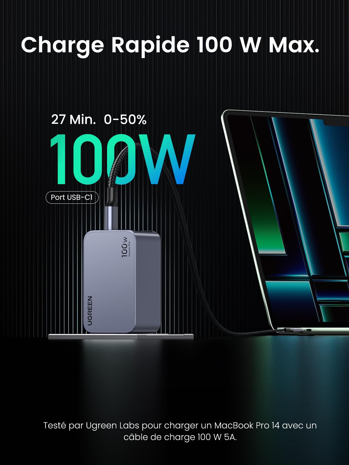 UGREEN Nexode Pro 100W GaN Fast Charger with 3 USB-C Ports - Compatible with iPhone 16/15/14/13/12 Pro Max, Galaxy S24/S23/S22 Ultra, Pixel 9/8/7/6, iPad & MacBook M4/M3/M2/M1 - Perfect for Home, Office & Travel Charging