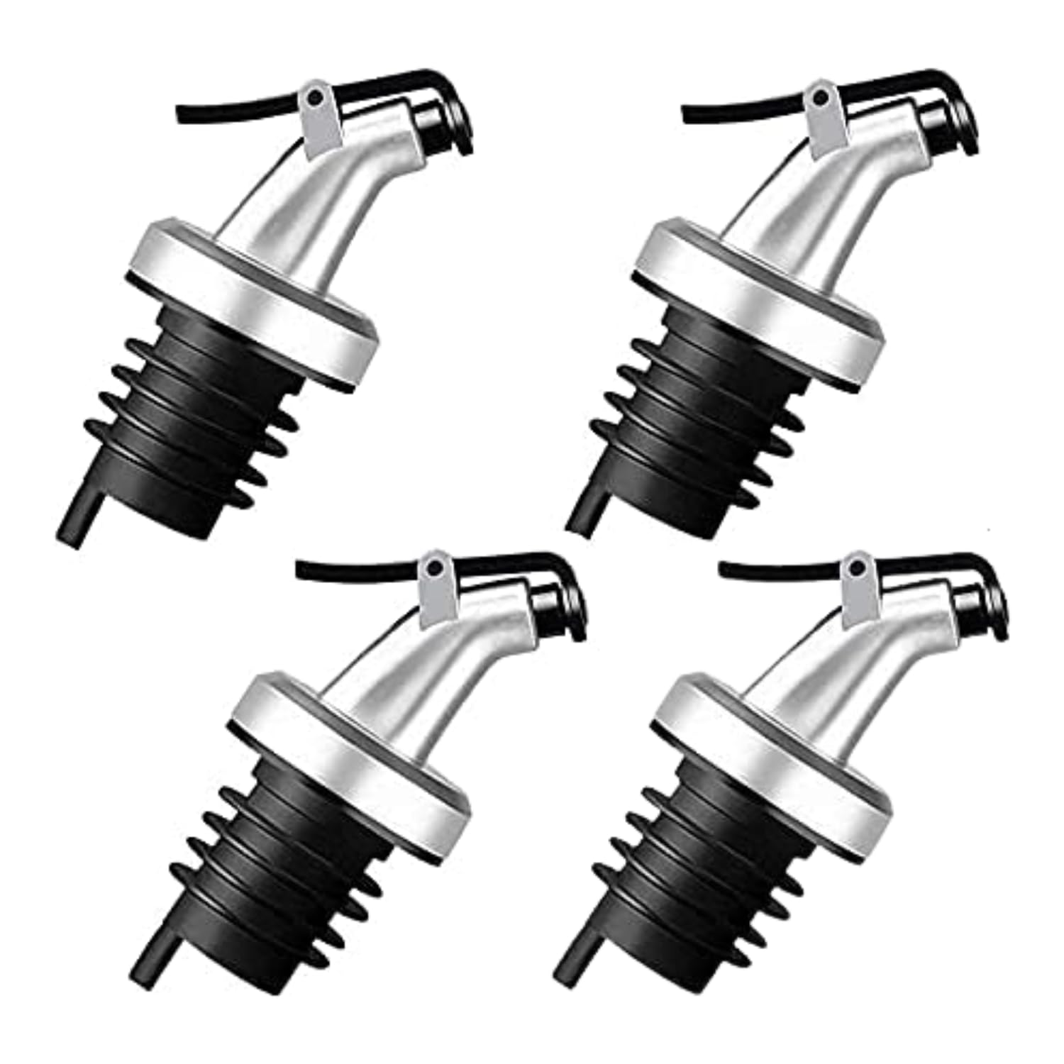 ANPI ENTERPRISE Leak-Proof Oil Dispenser Caps for Glass Bottles - Free Flow Spout for Liquor, Wine, Vinegar & Salad Dressing - Durable Kitchen Accessories (Set of 4) - Perfect for Home Bars, Restaurants & Meal Prep