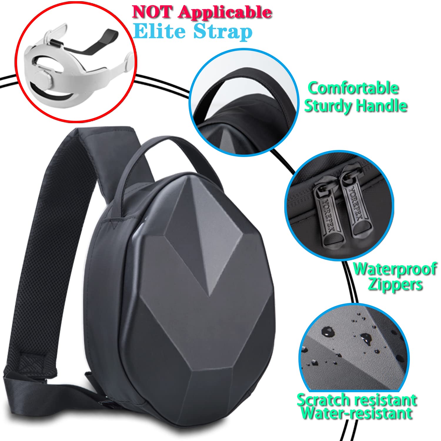 YOREPEK Hard Travel Carrying Case for Oculus Meta Quest 3/Quest 3S/Quest 2/Vision Pro & Meta Quest Pro - Protective Gaming Headset Storage Bag with USB Charging Port | Lightweight VR Accessories Organizer for Travel, Home Storage & Gaming Sessions