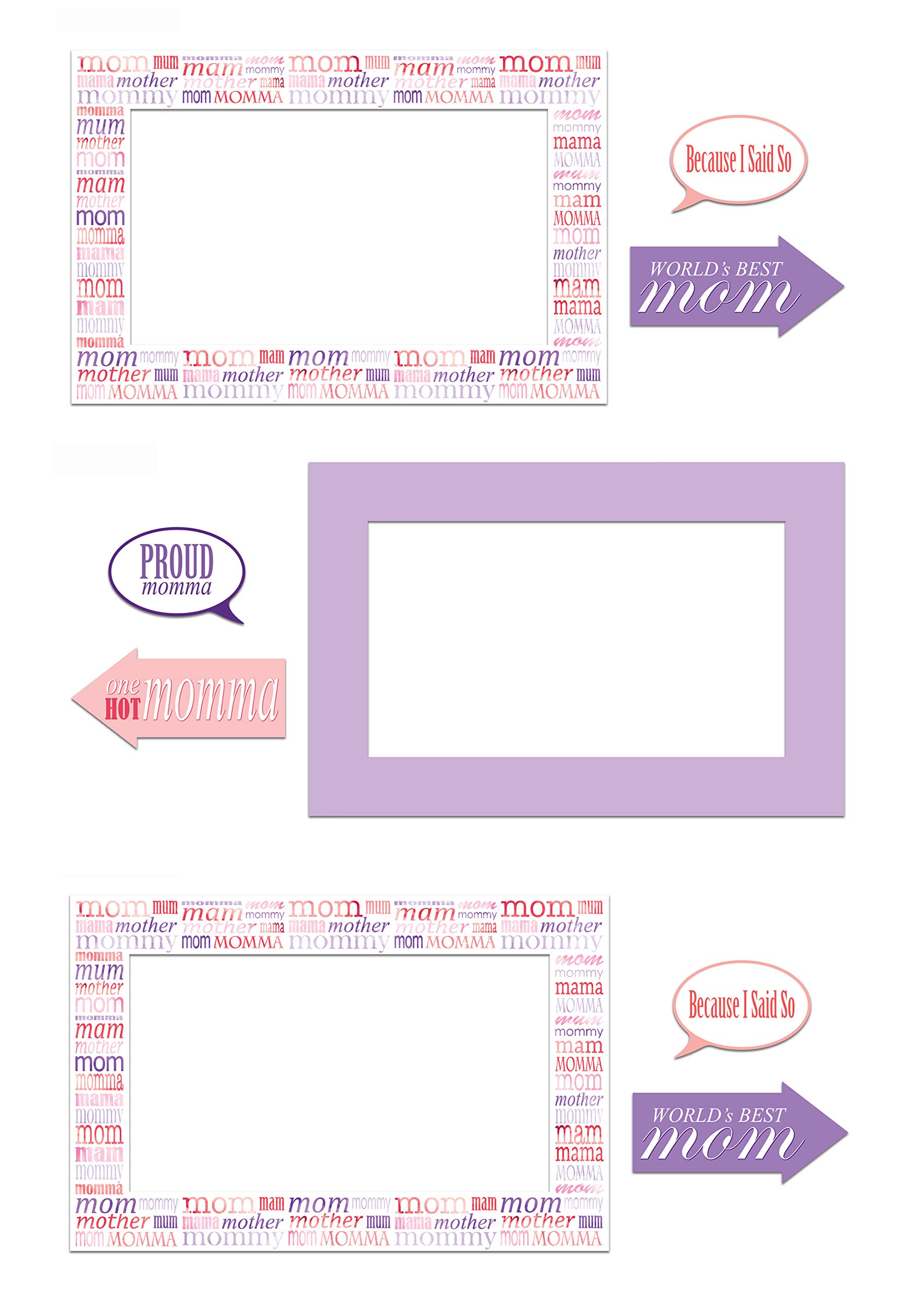 Beistle Mother's Day Photo Booth Props Kit - 24pcs Picture Frames & Decorations for Mom's Birthday Party, Baby Shower & Family Celebrations - Perfect for DIY Photo Backdrops & Memory Keepsakes