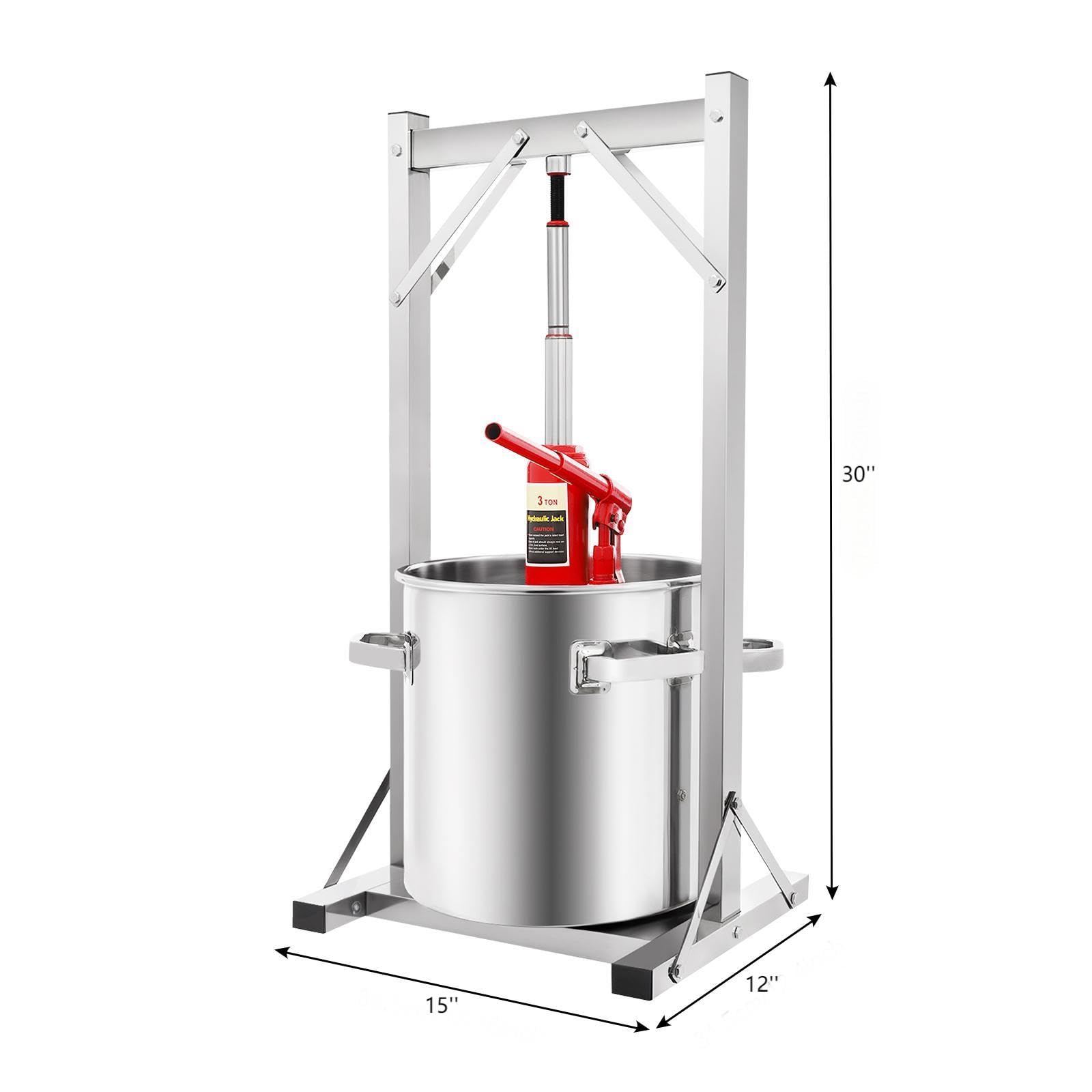 6 Gallon Hydraulic Fruit Wine Press - 100% Natural Juice Maker for Apples, Grapes, Berries & Vegetables | Manual Cider, Olive Oil & Wine Making Machine | Perfect for Home Brewing, Farm Use & DIY Juice Extraction