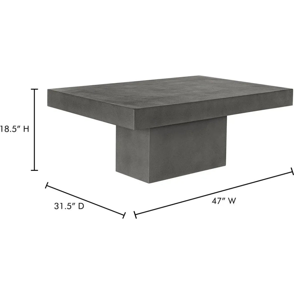 47 Inch Modern Outdoor Coffee Table - Weather-Resistant Grey Patio Furniture for Garden, Poolside & Backyard Relaxation