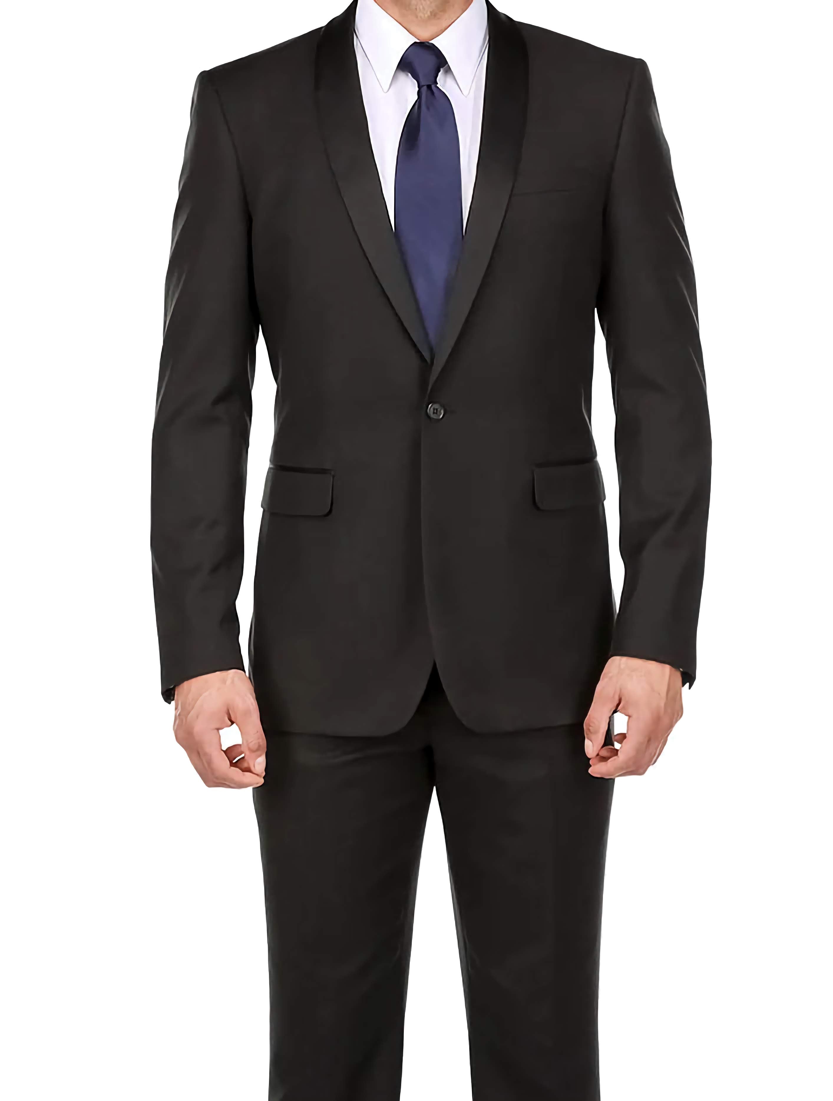 Elegant Black 2-Piece Tuxedo Suit with Shawl Lapel - Slim Fit Men's Formal Wear for Weddings, Prom & Special Occasions