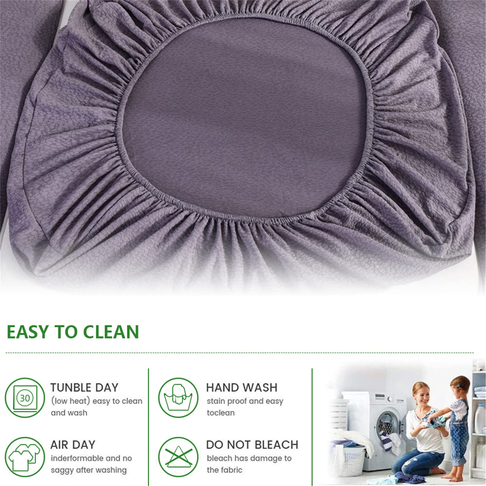 Stretch Waterproof Sofa Cushion Cover - High Elastic Fabric Slipcover for Couches & Chaises (Purple Gray) | Water-Repellent, Durable Protection for Pets, Kids & Everyday Use