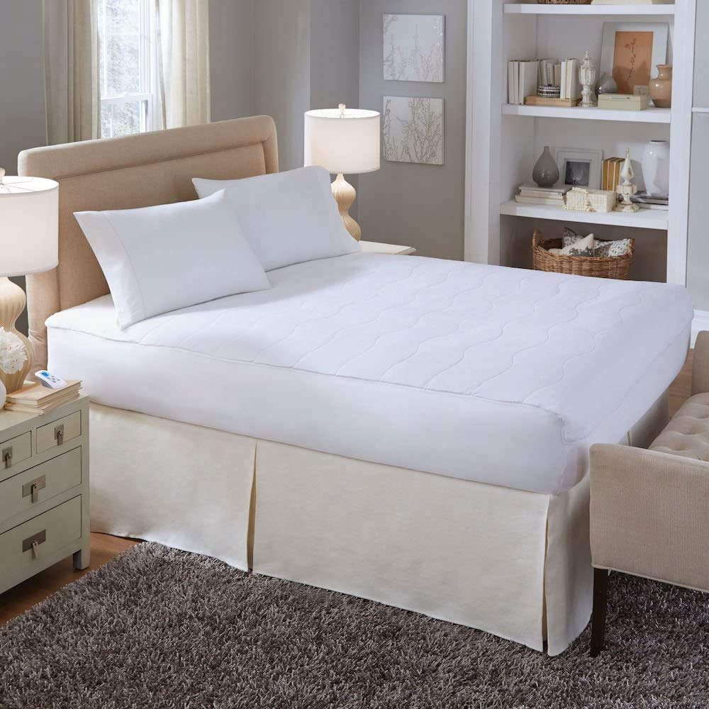 Serta Bluetooth Electric Heated Mattress Pad - Queen Size, White, Micro Velour Fabric | Smart Temperature Control for Winter Warmth & Comfort | Perfect for Cold Nights, Bedroom Heating & Cozy Sleep