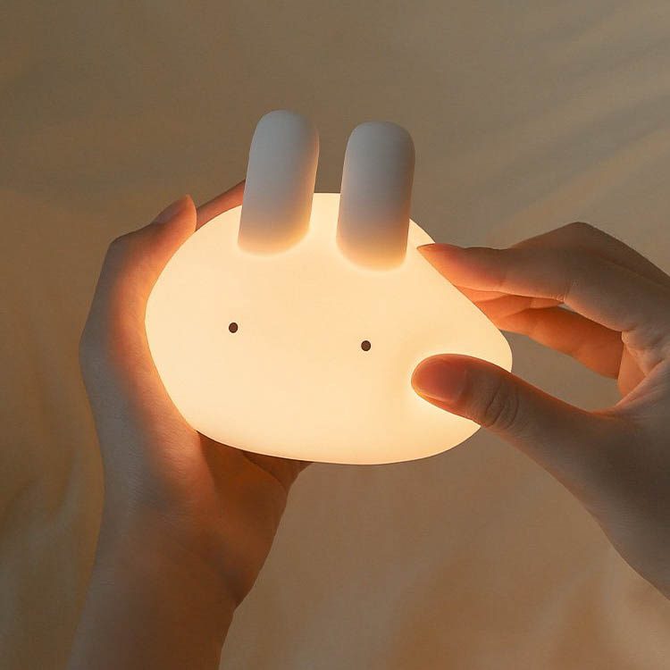 DESIGNSTUFF White Lapin Rabbit Night Light - Cute Nursery Lamp for Kids Room, Bedside Table, Baby Shower Gift & Cozy Bedroom Decor