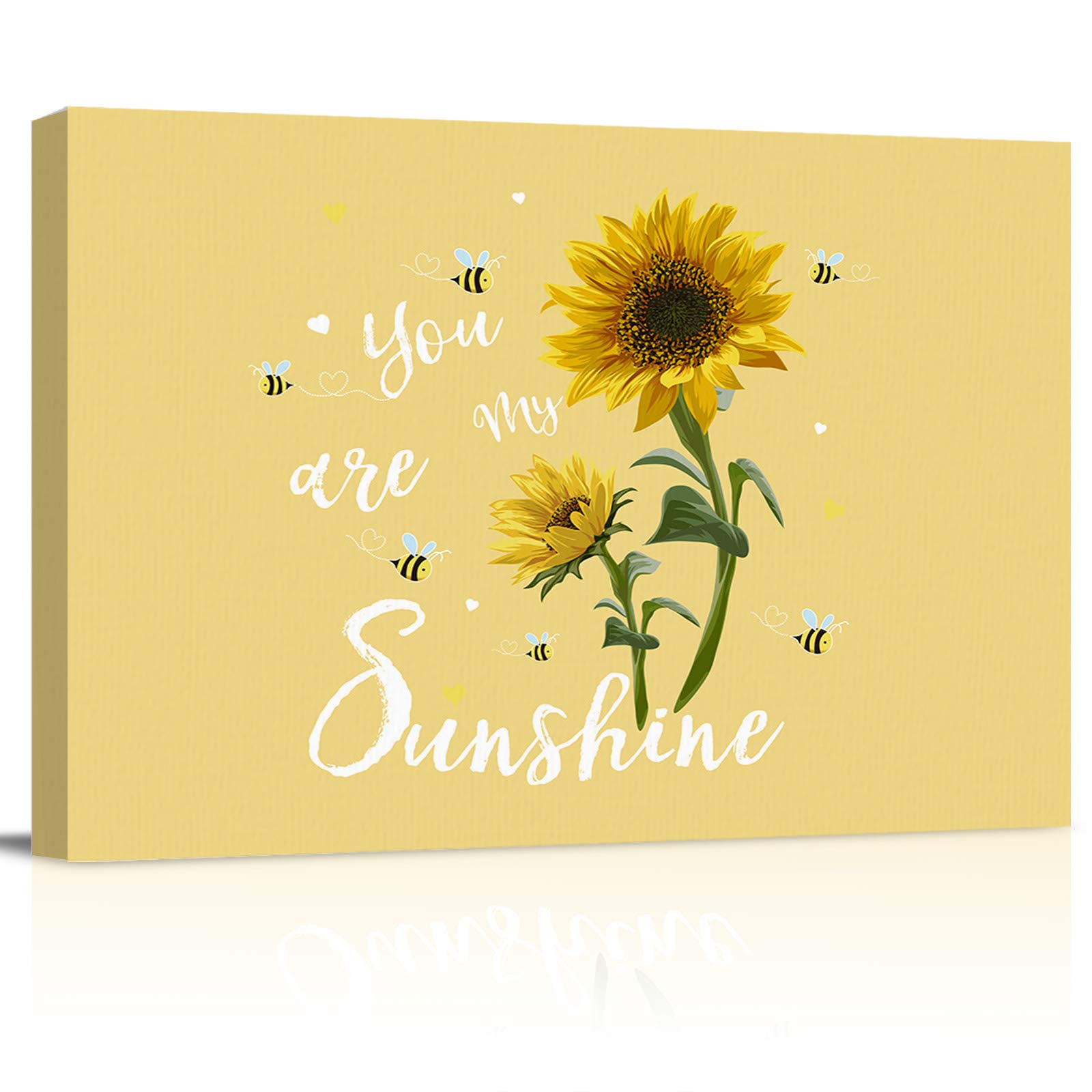 Sunflower Canvas Wall Art - 12x16 Inch Yellow Floral Print for Living Room, Bedroom & Office Decor | 'You Are My Sunshine' Picture for Home, Gift for Men, Women & Teens | Perfect for Housewarming, Birthday & Wedding Presents