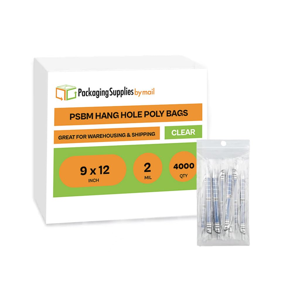PSBM 9x12 Inch 2 Mil Clear Reclosable Zipper Bags - 4000 Pack of Durable Poly Plastic Storage Bags for Organizing Small Parts, Jewelry, Crafts & Office Supplies | Ideal for Home, Workshop & Retail Use