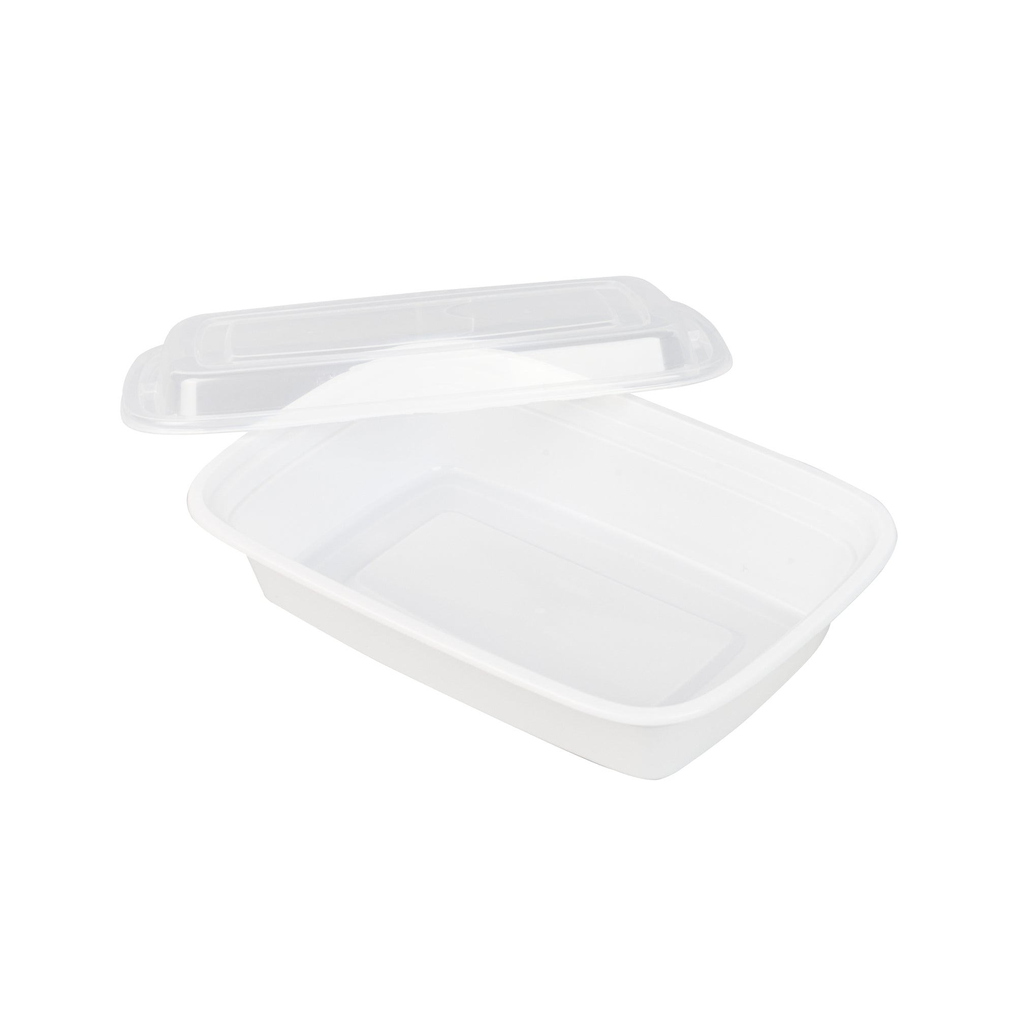 24 oz Rectangle White Plastic To Go Containers with Clear Lids - 50 Pack, Microwave Safe Food Storage (8