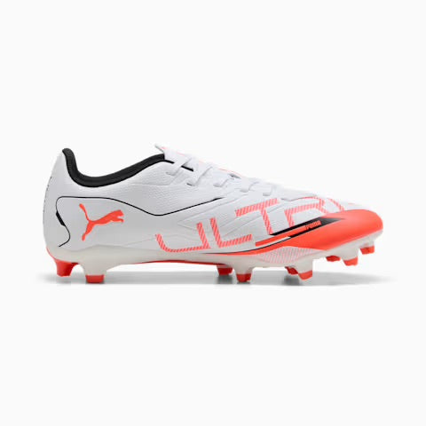 Puma Ultra 5 Play FG/AG Women's Soccer Cleats - White/Black/Glowing Red - Lightweight Football Shoes for Women - Perfect for Artificial Grass & Firm Ground Training & Matches