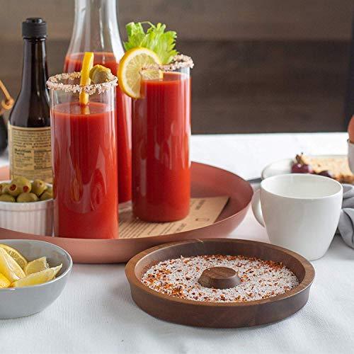 Premium Acacia Wood Margarita Salt & Sugar Rimmer for Wide Glasses up to 5.5