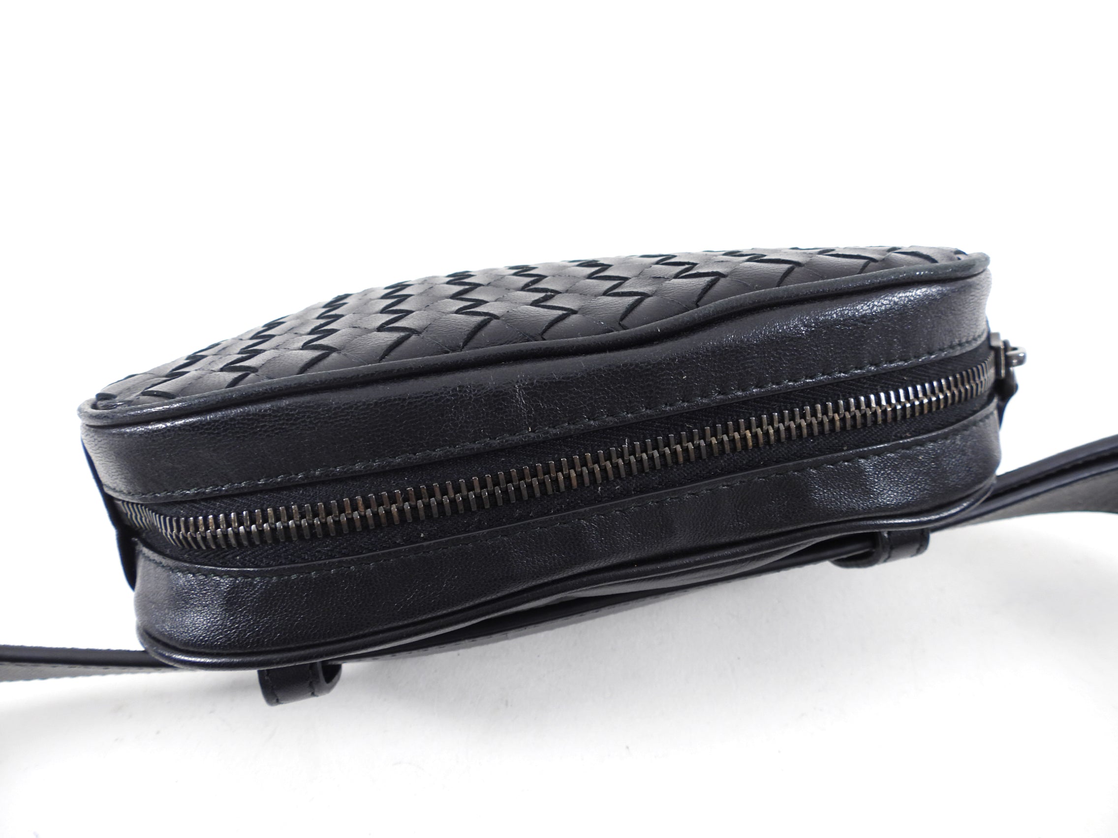 Bottega Veneta Intrecciato Leather Black Belt Bag for Women | Luxury Crossbody Shoulder Bag | Perfect for Work, Travel & Evening Events