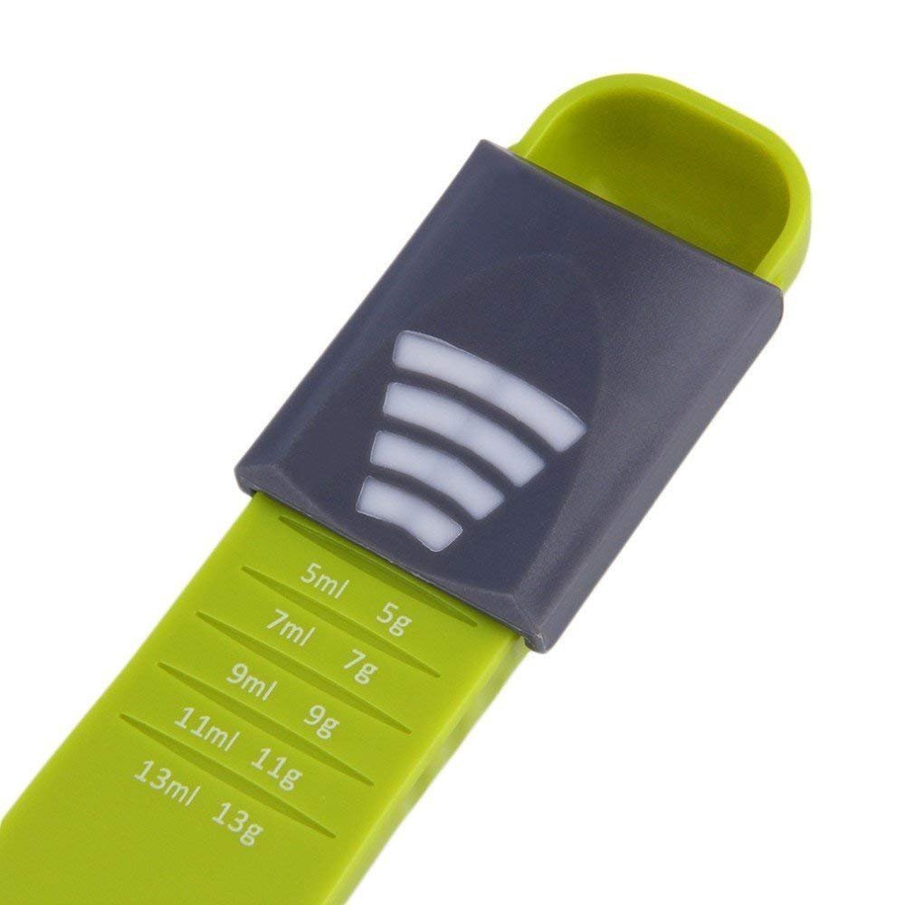 Double-End Plastic Measuring Spoon for Baking & Cooking - 1pc White/Green (Grams & ML) | Essential Kitchen Tool for Precise Measurements | Perfect for Home Bakers & Chefs