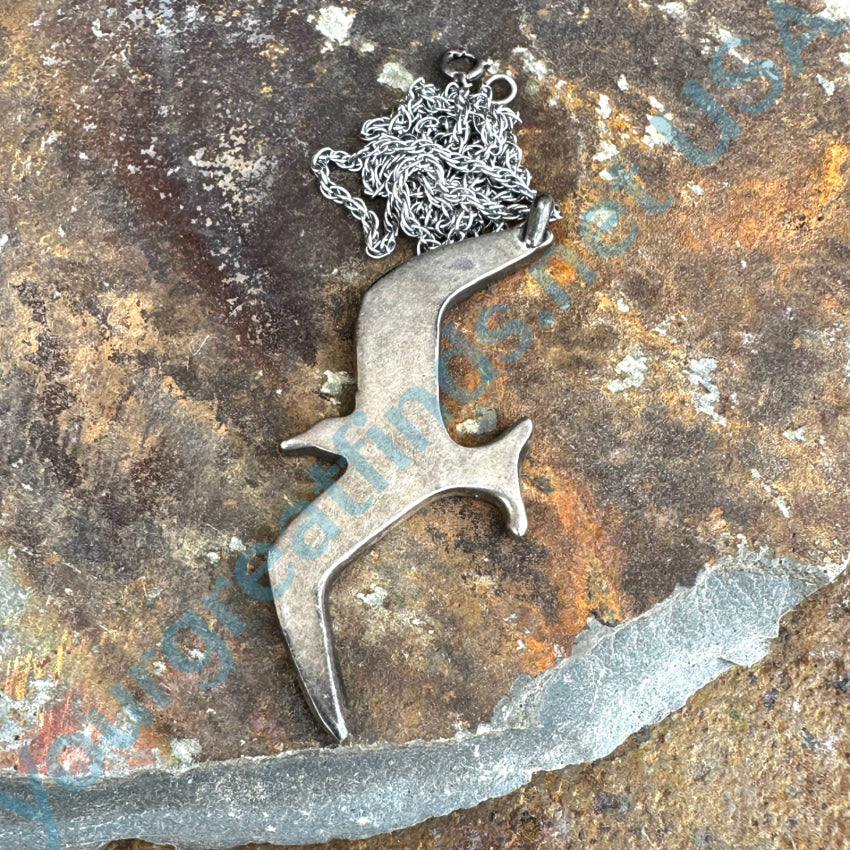 Vintage Sterling Silver Seagull Pendant Necklace with Turquoise and Mother of Pearl - Perfect for Boho Jewelry Lovers, Beach Weddings & Gift Giving