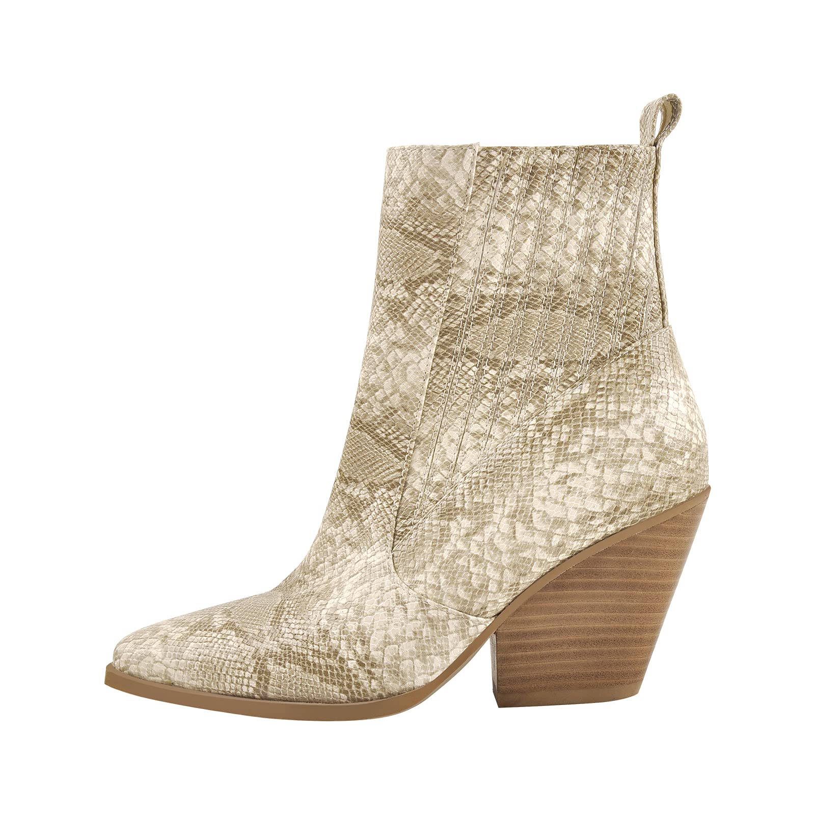 OnlyMaker Women's Ankle High Low Heel Cowboy Boots - Stylish Western Booties for Casual Outfits & Country Events