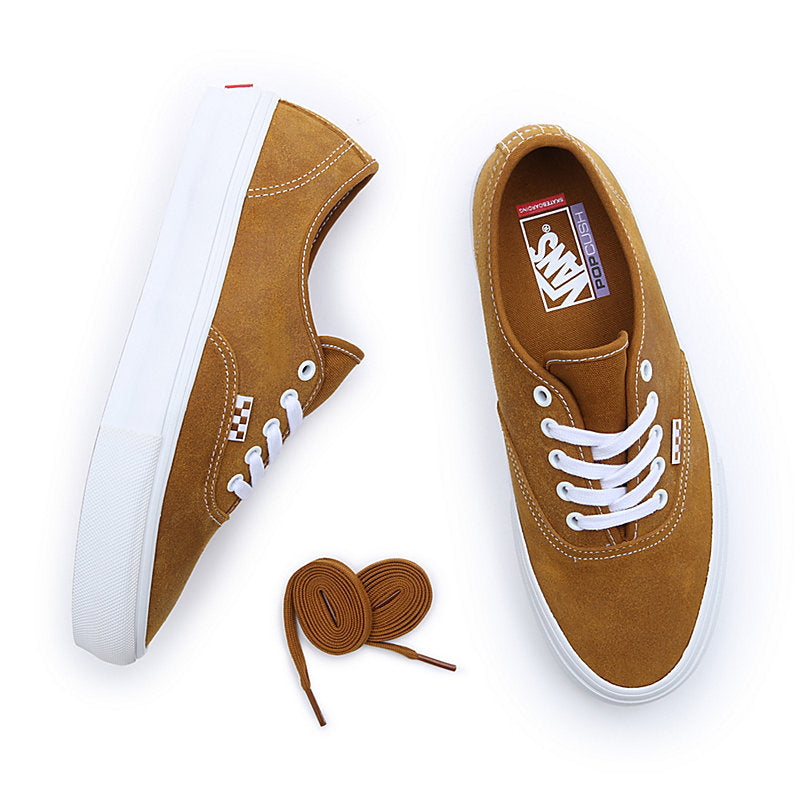 Vans Skate Authentic Leather Shoes for Men & Women - Golden Brown Color - Comfortable & Durable Skateboarding Sneakers - Perfect for Streetwear, Casual Wear & Skateboarding