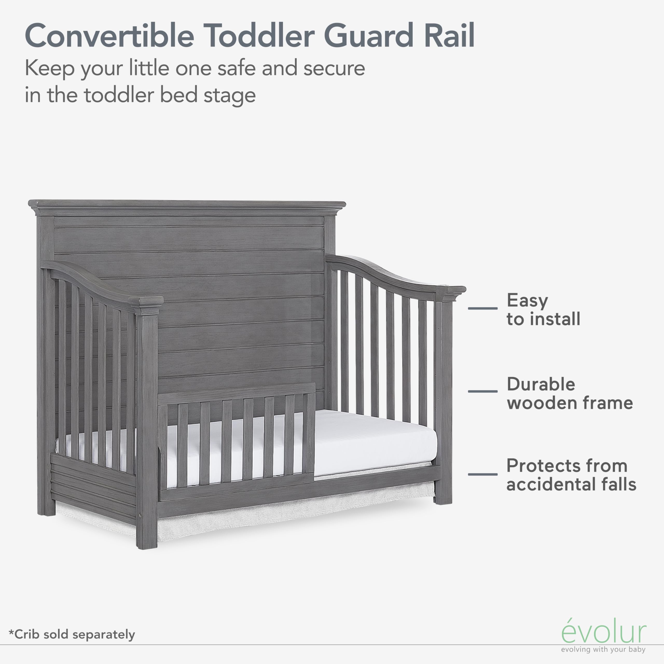 Evolur Toddler Safety Rail - Adjustable Baby Bed Rail Guard for Toddler Beds & Twin Beds | Perfect for Childproofing & Preventing Falls During Sleep