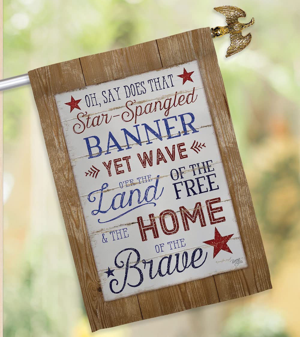 Patriotic Americana House Flag Set 28x40in w/Flagpole for Outdoor Decor