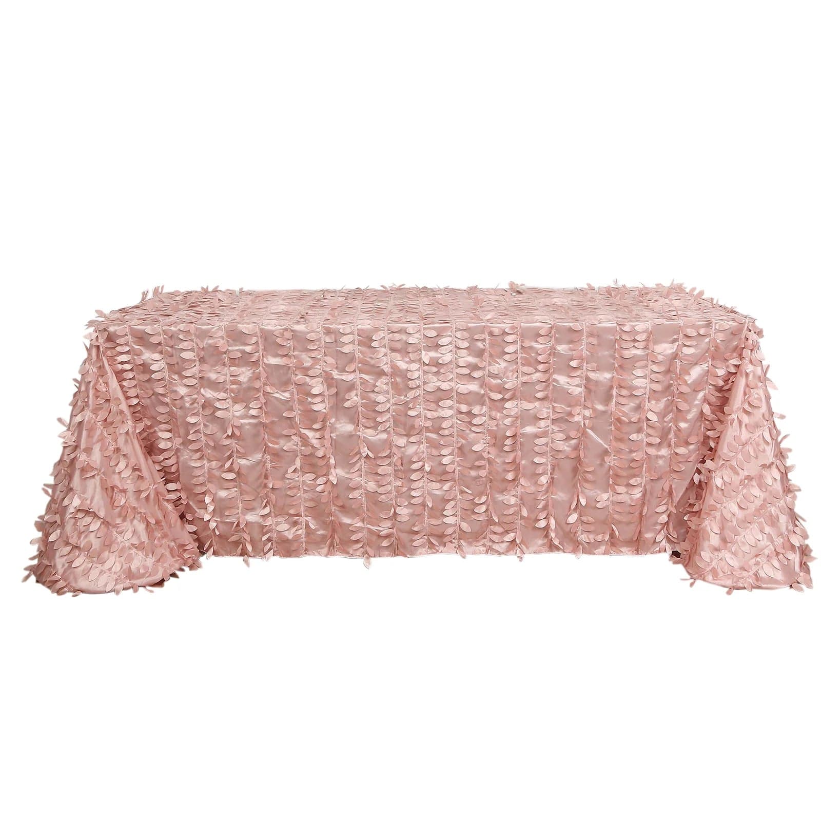 90x156 Inch Taffeta Rectangular Tablecloth with 3D Leaves Design - Elegant Dining Table Cover for Weddings, Parties & Home Decor