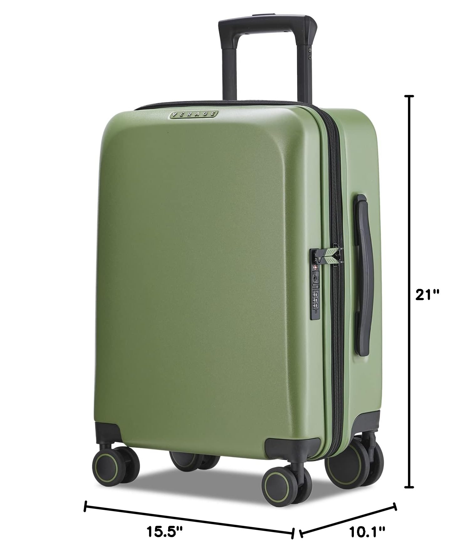 Veraage Freeland Expandable Hardside Carry On Luggage 20-Inch - TSA Approved Spinner Suitcase with X-Large Wheels for Smooth Rolling | Perfect for Air Travel, Business Trips & Weekend Getaways (Green)