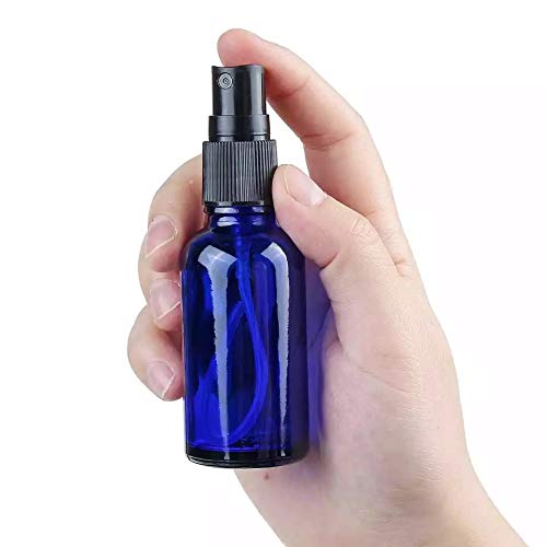 JARBAZAAR Set of 4 - 30ml Blue Glass Spray Bottles with Fine Mist Pump for DIY Perfume, Essential Oils, Aromatherapy & Beauty Products - Perfect for Travel, Home & Salon Use