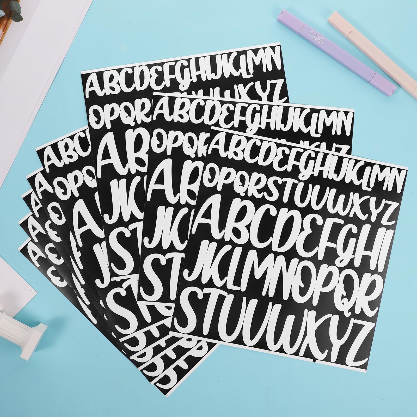 416pcs 8 Sheets Large 1-2 Inch Self-Adhesive Alphabet Stickers - Waterproof Vinyl Letter Decals for Scrapbooking, Arts & Crafts, Posters, DIY Projects - Perfect for Home Decor, School Projects, and Gift Wrapping (White)