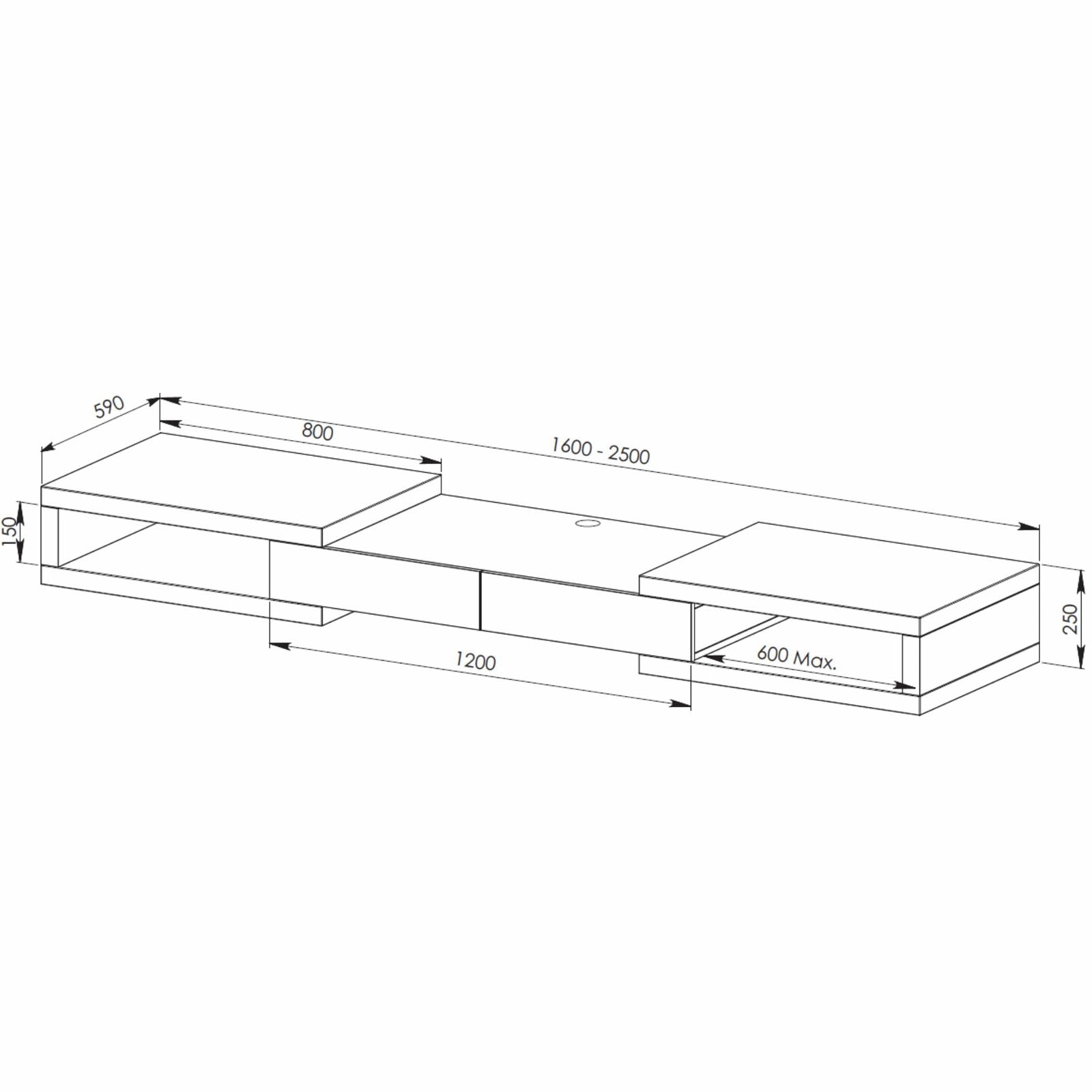 Tauris™ 250cm Dark Oak Split Expandable TV Stand - Perfect for Living Room, Home Theater & Entertainment Centers