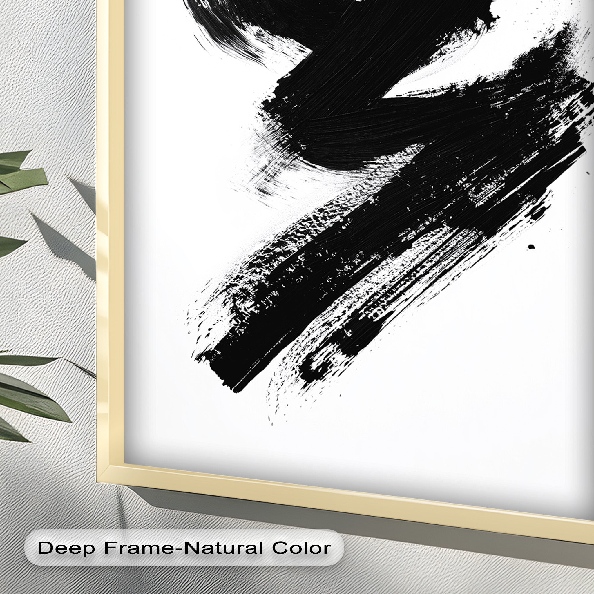 Black Brushstroke Abstract Oil Painting - Modern Wall Art for Living Room, Bedroom & Office Decor