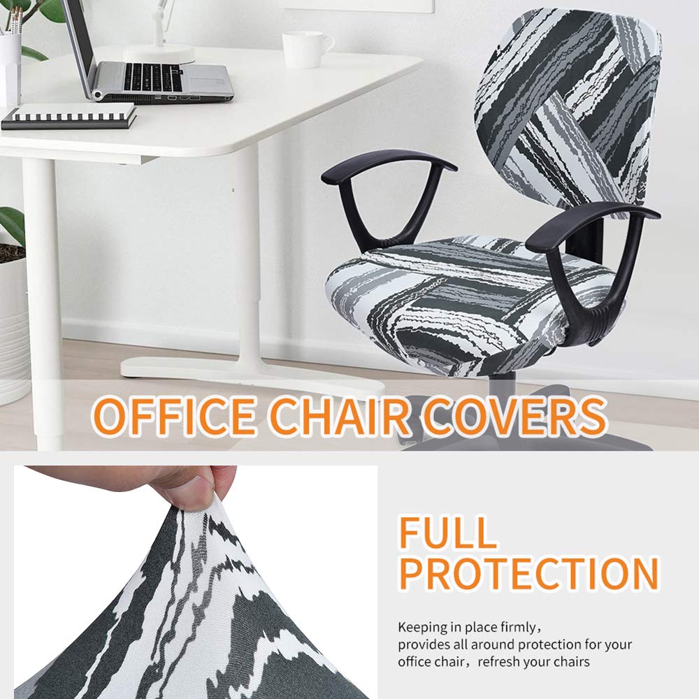Printed Computer Office Chair Covers - Breathable Desk Chair Slipcovers for Home & Office (Grey & White) | Perfect for Task Chairs, Conference Rooms & Workspaces