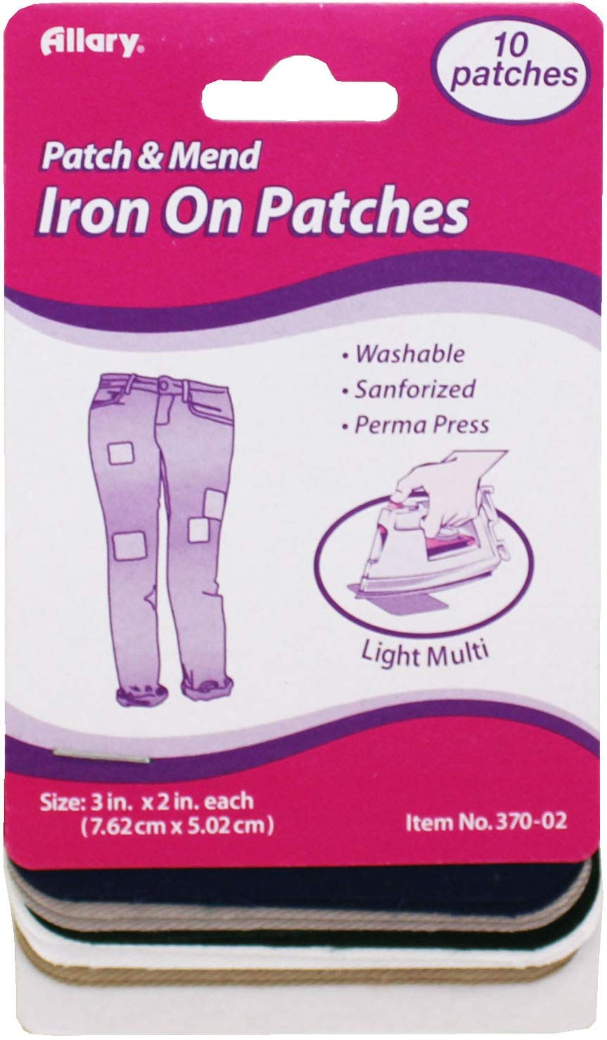 Allary Iron On Patches for Clothes - 10 Pack Multi-Color Fabric Repair Patches (Model #370-02) - Perfect for Jeans, Jackets, Backpacks & DIY Crafts